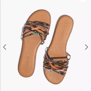Madewell The Tracie Crisscross Slide Sandal in Snake Embossed Leather SZ 8